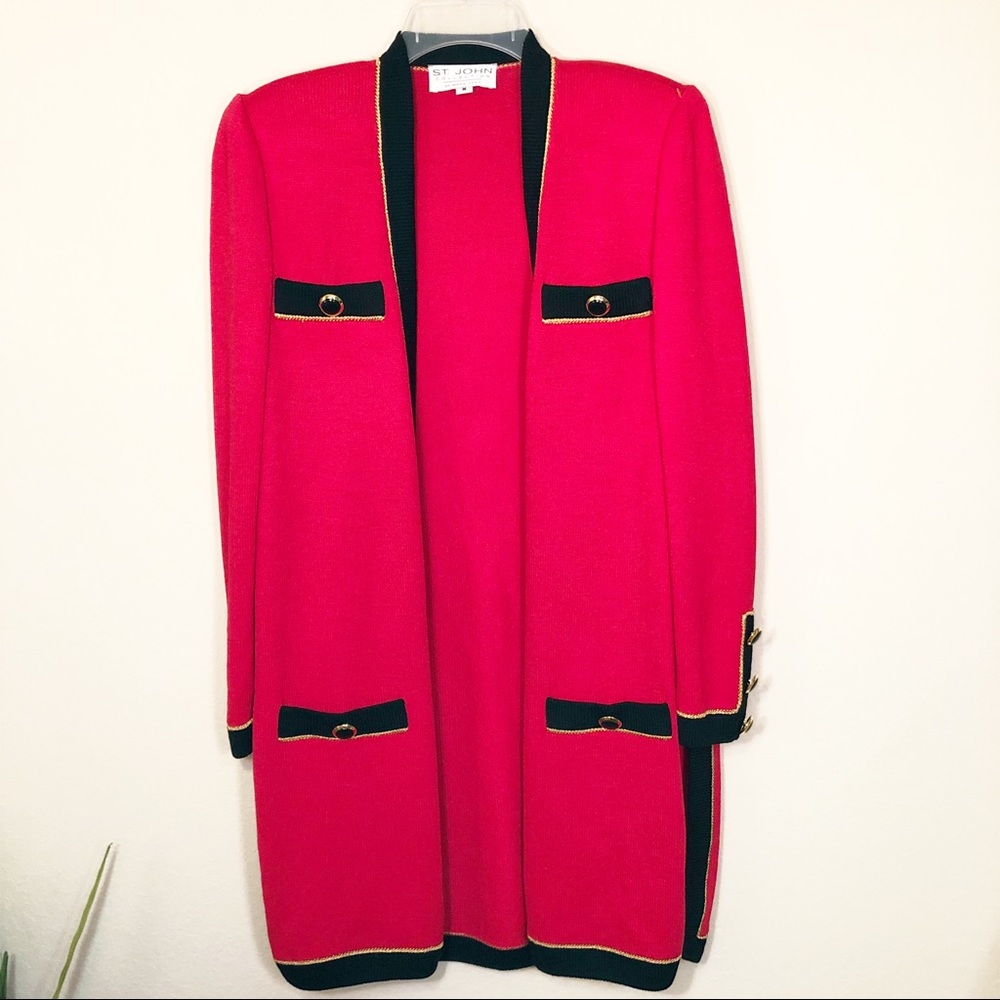 St John | Open Front Button Detail Wool Cardigan - image 2